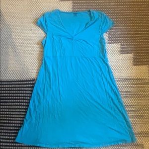 Capped sleeve, robin blue dress.